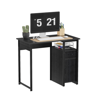 Computer Desk with Storage Drawer and Cabinet,Home Office Desk,Modern Study Writing Table for Small Spaces,Metal Frame PC Workstation