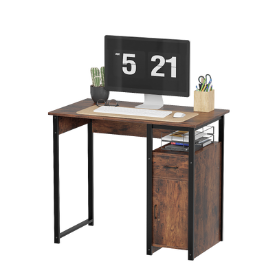 Computer Desk with Storage Drawer and Cabinet,Home Office Desk,Modern Study Writing Table for Small Spaces,Metal Frame PC Workstation