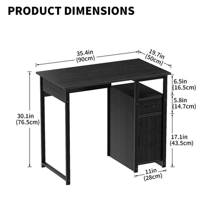 35.4-Inch Computer Desk with Drawer & Storage Cabinet