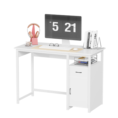 Computer Desk with Storage Drawer and Cabinet,Home Office Desk,Modern Study Writing Table for Small Spaces,Metal Frame PC Workstation