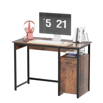 Computer Desk with Storage Drawer and Cabinet,Home Office Desk,Modern Study Writing Table for Small Spaces,Metal Frame PC Workstation