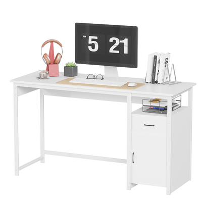 Computer Desk with Storage Drawer and Cabinet,Home Office Desk,Modern Study Writing Table for Small Spaces,Metal Frame PC Workstation