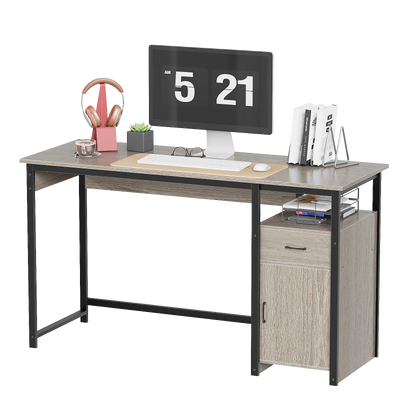Computer Desk with Storage Drawer and Cabinet,Home Office Desk,Modern Study Writing Table for Small Spaces,Metal Frame PC Workstation