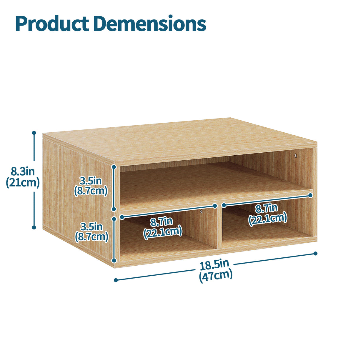 Desktop Printer Stand with 3 Storage Compartments for Home Office