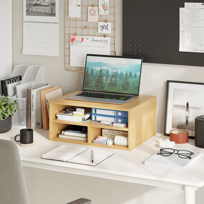 Desktop Printer Stand with 3 Storage Compartments for Home Office
