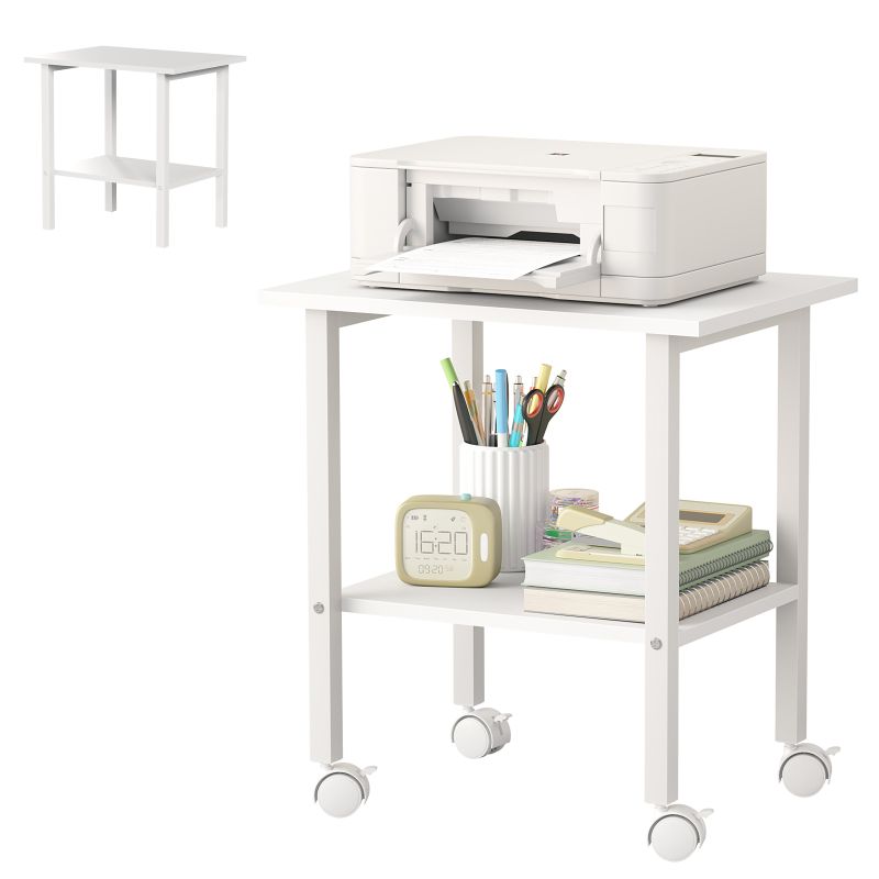 2_tier_industrial_printer_stand_under_desk_storage_shelf_steel_frame_1