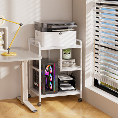 3-Tier Rolling Printer Stand with Storage Shelves for Home Office
