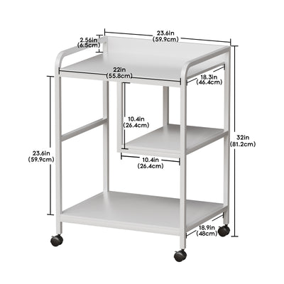 3-Tier Rolling Printer Stand with Storage Shelves for Home Office