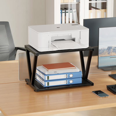 2-Tier Desktop Printer Stand with Storage Shelf for Home Office