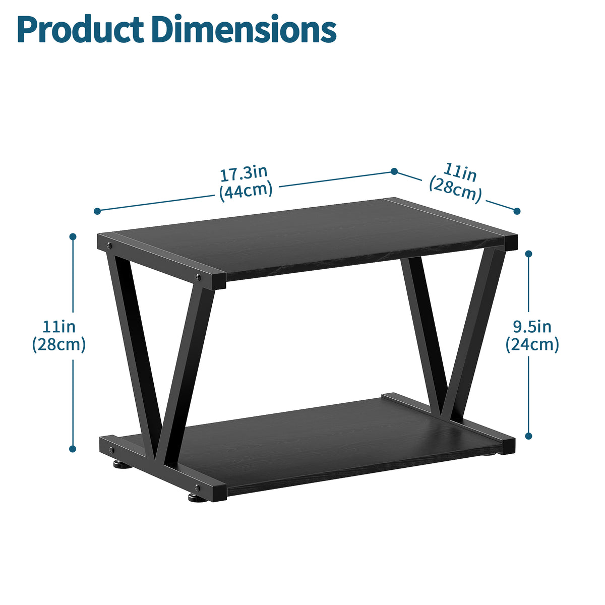 2-Tier Desktop Printer Stand with Storage Shelf for Home Office