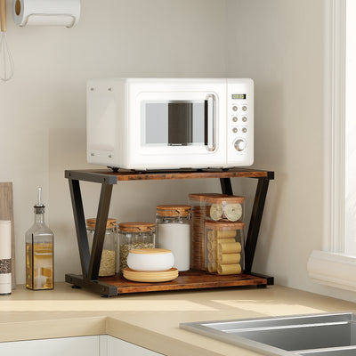 2-Tier Desktop Printer Stand with Storage Shelf for Home Office