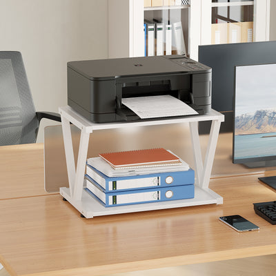2-Tier Desktop Printer Stand with Storage Shelf for Home Office