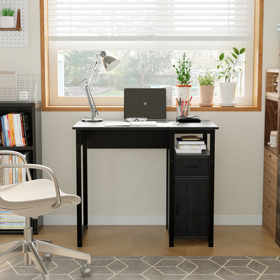 Computer Desk with Storage Drawer and Cabinet,Home Office Desk,Modern Study Writing Table for Small Spaces,Metal Frame PC Workstation