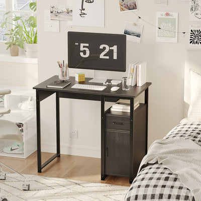Computer Desk with Storage Drawer and Cabinet,Home Office Desk,Modern Study Writing Table for Small Spaces,Metal Frame PC Workstation