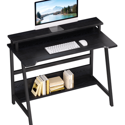 31.5" Desk for Small Spaces with Storage Shelf