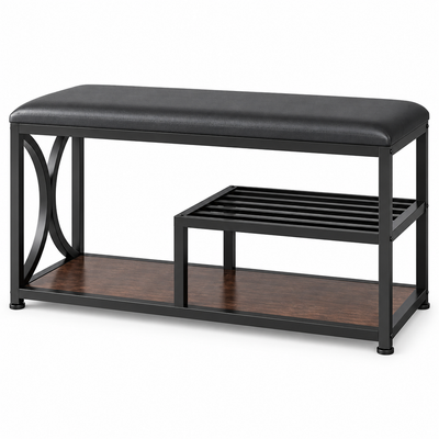 3-Tier Shoe Rack Bench with Padded Seat – Alisened