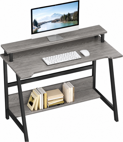 Compact Computer Desk with Storage Shelves for Small Spaces