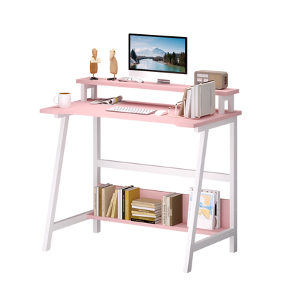 31.5" Desk for Small Spaces with Storage Shelf