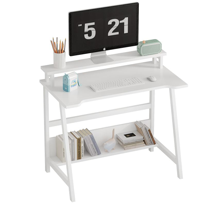 31.5" Desk for Small Spaces with Storage Shelf