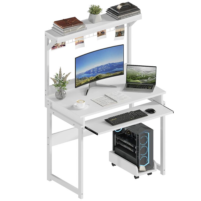 Study Table Modern Writing Desk with Storage Shelves