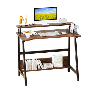 31.5" Desk for Small Spaces with Storage Shelf