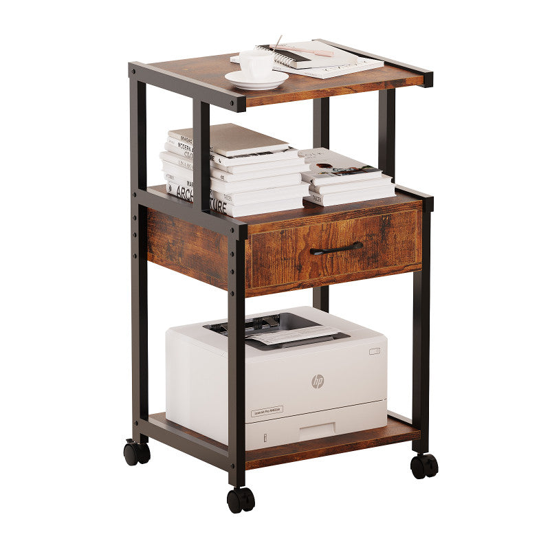 3-Tier Printer Cart on Wheels Multiple Print Stands with Drawer Home Printer Stand for Home Office Study Kitchen
