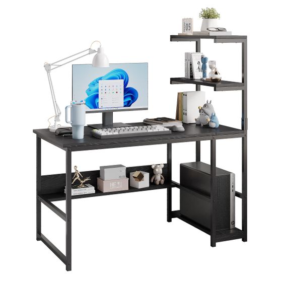 Computer Desk with 4-Tier Storage Shelves Modern Large Office Desk