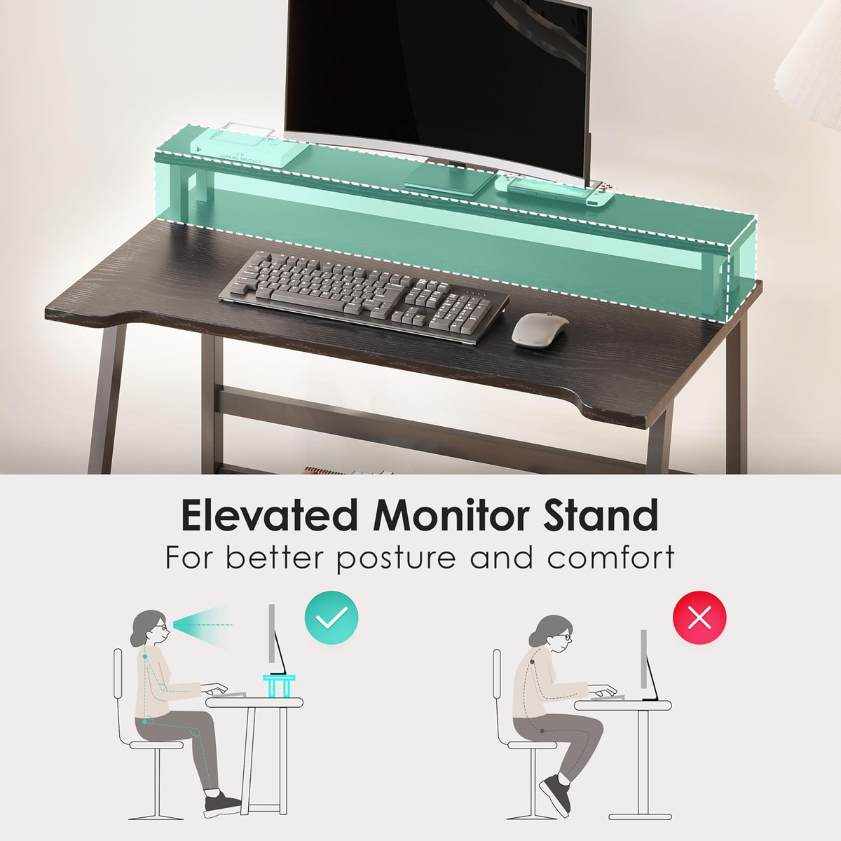 Compact Computer Desk with Storage Shelves for Small Spaces