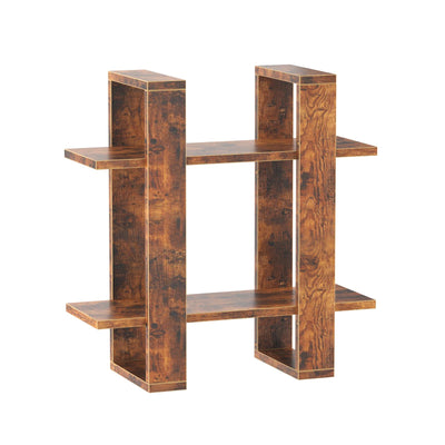 Wood Wall-Mounted Display Shelf with 2-Tier Design for Books, Décor, and Accessories