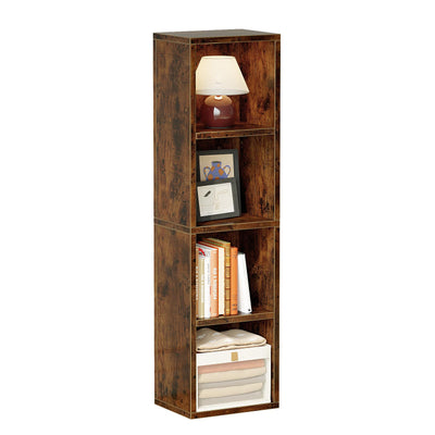 4-Tier Narrow Bookshelf, Tall Slim Cube Bookcase for Small Spaces