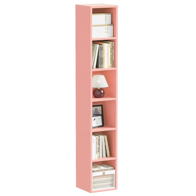 6-Tier Tall Narrow Bookshelf