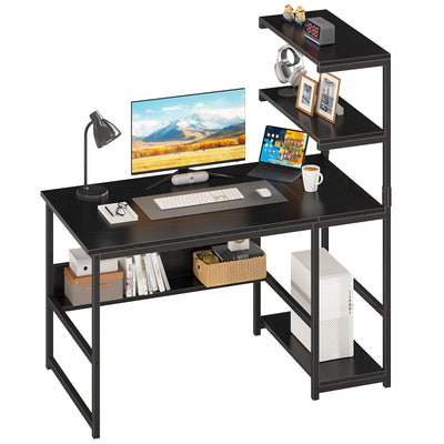 Computer Desk with 4-Tier Bookshelf for Home Office