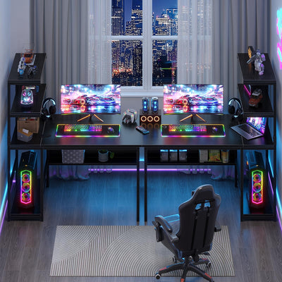 Computer Desk with 4-Tier Bookshelf for Home Office