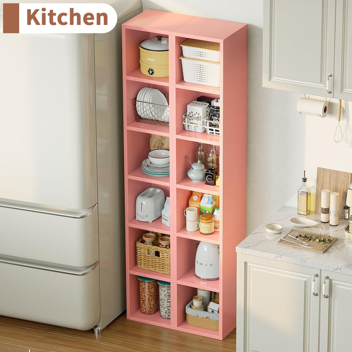6-Tier Tall Narrow Bookshelf