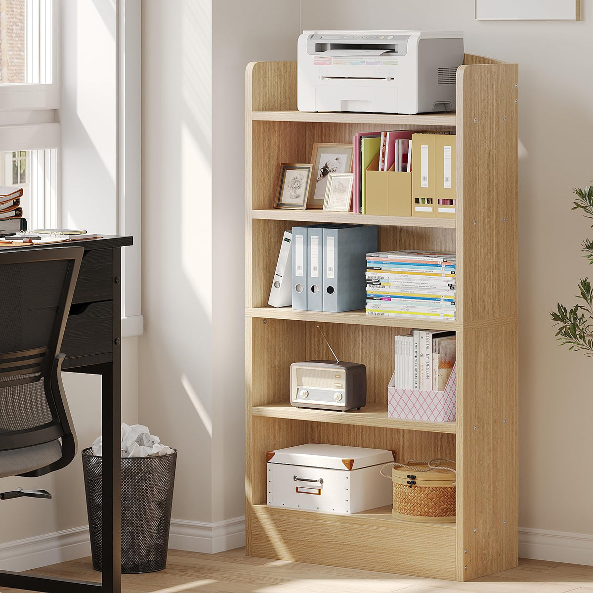 5-Tier Open Bookcase with Storage Shelves