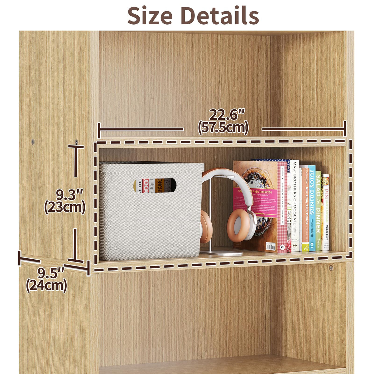 5-Tier Open Bookcase with Storage Shelves