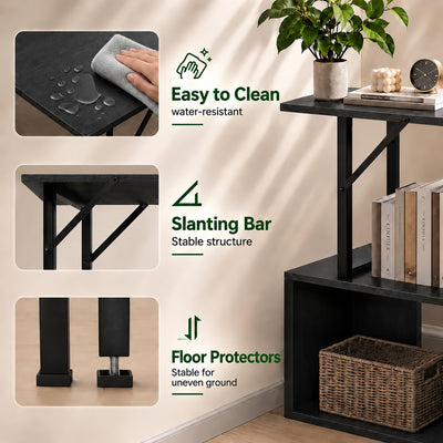 L-Shaped Computer Desk with Storage Shelves