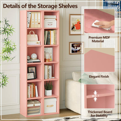 6-Tier Tall Narrow Bookshelf