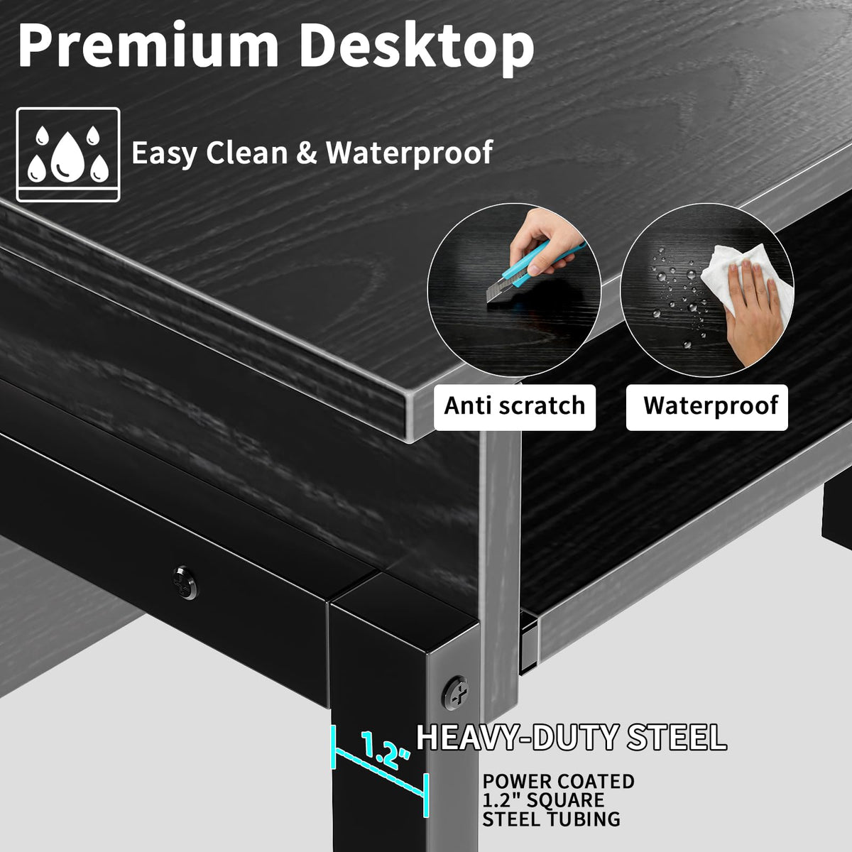 Compact Computer Desk with Hutch, Keyboard Tray and Storage Shelves