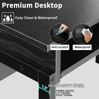 Compact Computer Desk with Hutch, Keyboard Tray and Storage Shelves