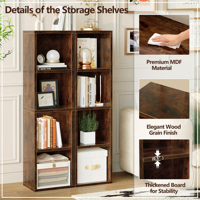 4-Tier Narrow Bookshelf, Tall Slim Cube Bookcase for Small Spaces