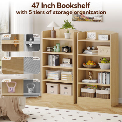 5-Tier Open Bookcase with Storage Shelves