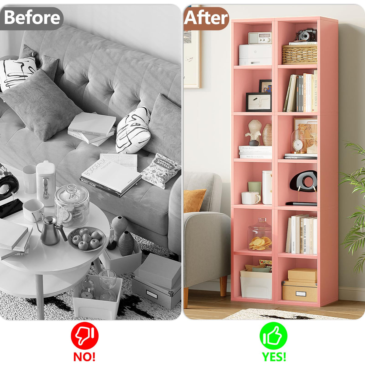 6-Tier Tall Narrow Bookshelf