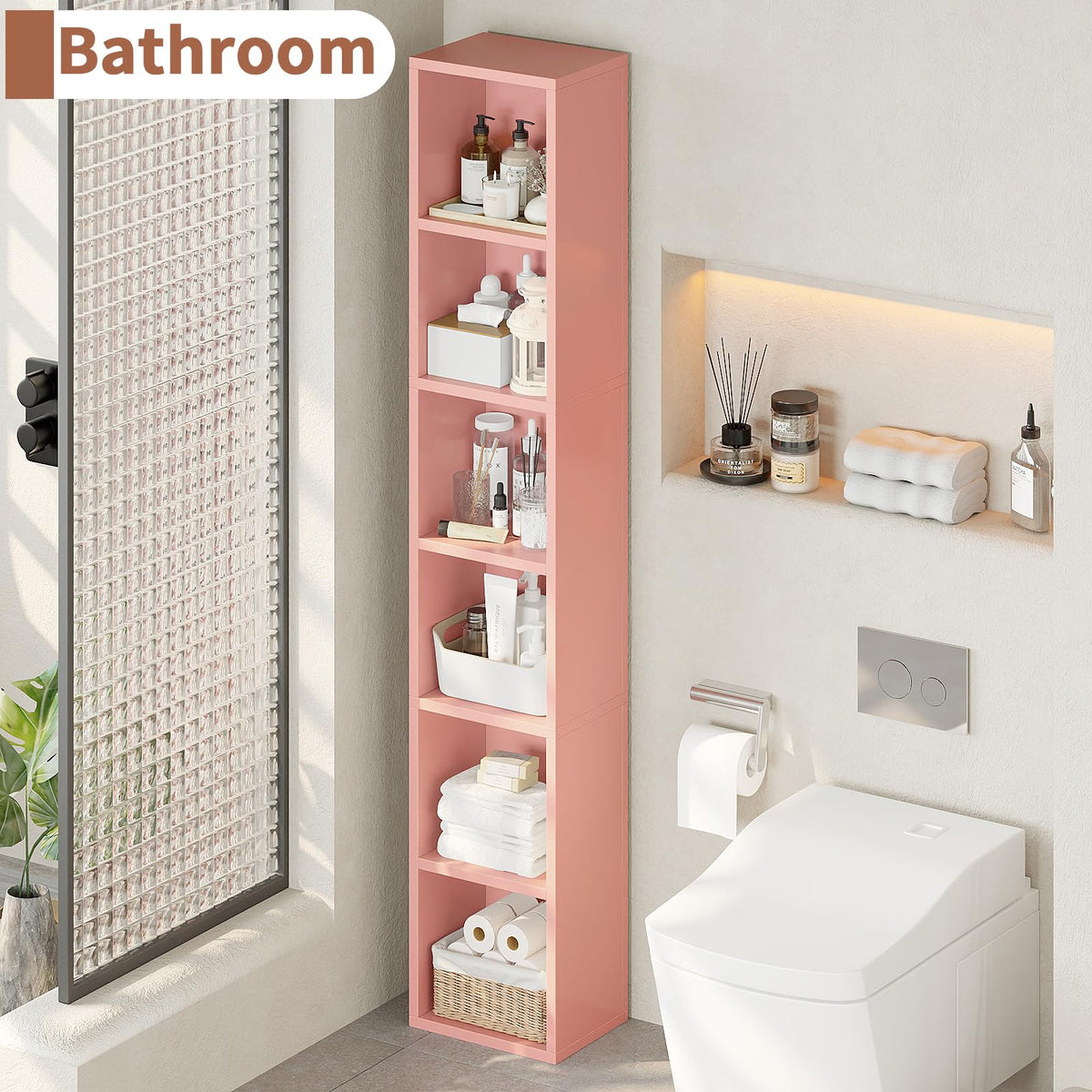 6-Tier Tall Narrow Bookshelf