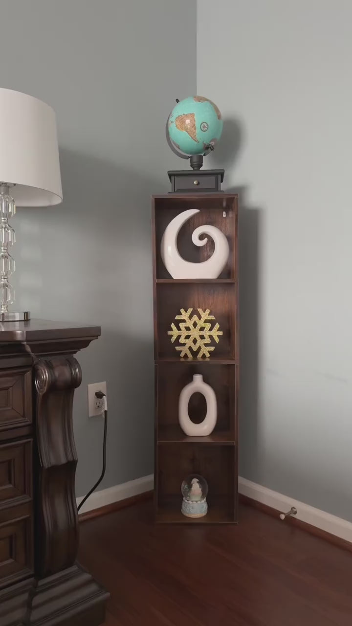 Warm wood tones, smarter organization.