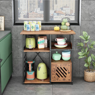 Metal Furniture Kitchen Organizer Rack Simple Assembly Wood Look