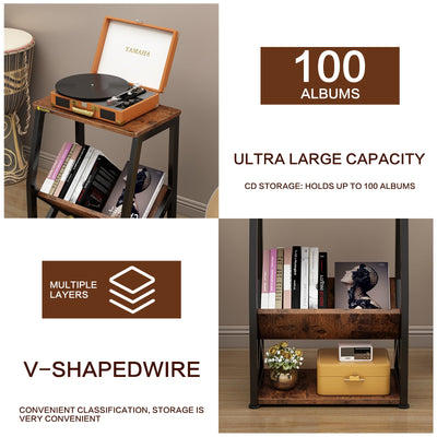3 Tier Vintage Industrial Side Table with Magazine Holder