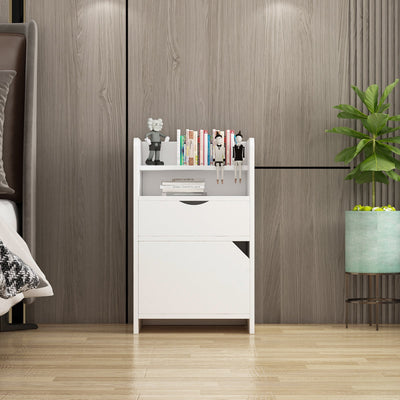 Nightstand with 2 Drawers and Open Storage Cabinet