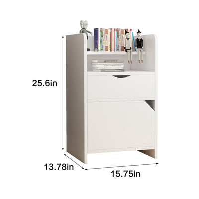 Nightstand with 2 Drawers and Open Storage Cabinet