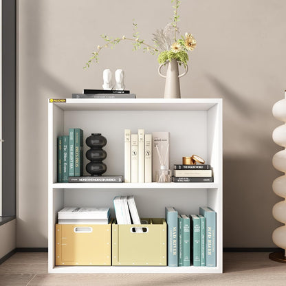 2-tier white MDF bookshelf